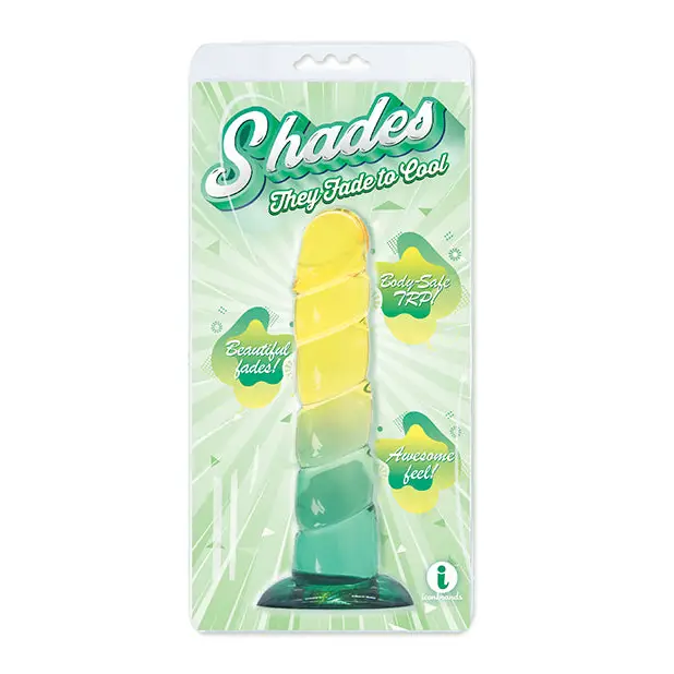 Shades Jelly Swirl TPR Gradient Dong Small - Yellow/Mint - Dongs & Dildos