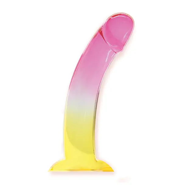 Shades Jelly TPR Gradient Dong Large - Pink/Yellow - Dongs & Dildos