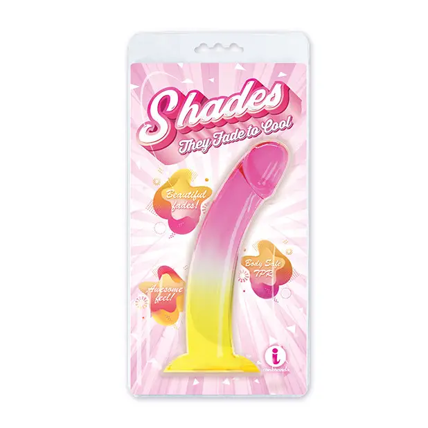 Shades Jelly TPR Gradient Dong Large - Pink/Yellow - Dongs & Dildos