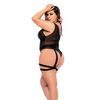 Shadow Stripe Bodysuit w/Harness Black 1X/2X - Lingerie - Plus/Queen - Packaged