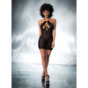 Shadow Stripe Halter Underwire Babydoll & G-String Black MD - Lingerie - Packaged
