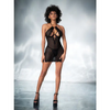 Shadow Stripe Halter Underwire Babydoll & G-String Black XL - Lingerie - Packaged
