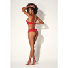 Shadow Stripe Underwire Top w/Heart Detail & Crotchless Bottom Red S/M - Lingerie - Packaged