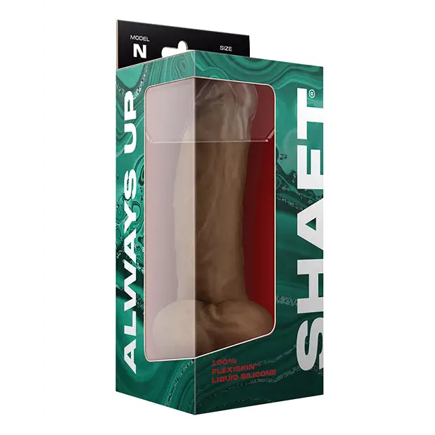 Shaft Model N Flexskin Liquid Silicone 9.5’’ Side Curve Dong w/Balls - Oak - Dongs & Dildos