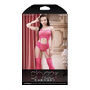 Sheer Afterglow Cut Out Teddy w/Attached Footless Stockings Berry Pink O/S