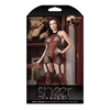 Sheer Body Language Halter Dress w/Attached Stockings & Red Floral Design Black O/S