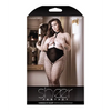 Sheer Fantasy Choker Harness Stockings w/Open Crotchless Black QN