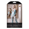 Sheer Fantasy Halter Neck Floral Lace Gartered Bodystocking & Panty Light Blue O/S