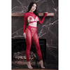 Sheer Follow Up Long Sleeve Open Top Crotchless Tights & 1 Pair Pasties Red O/S - Lingerie - Packaged