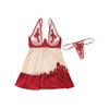 Sheer Nylon & Stretch Satin Babydoll w/Underwire Cups & G-String Merlot/Nude 3X/4X