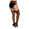 Sheer Suspender Pantyhose - Black QN - Lingerie - Plus/Queen - Packaged