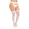 Sheer Suspender Pantyhose - White QN - Lingerie - Plus/Queen - Packaged