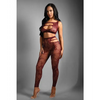 Sheer Undivided Attention Cut-out Lace Top w/ Crotchless Tights - Burgundy O/S - Lingerie - Packaged