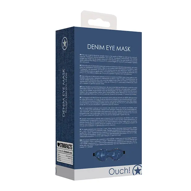Shots Denim Eye Mask - Blue - Bondage Blindfolds & Restraints