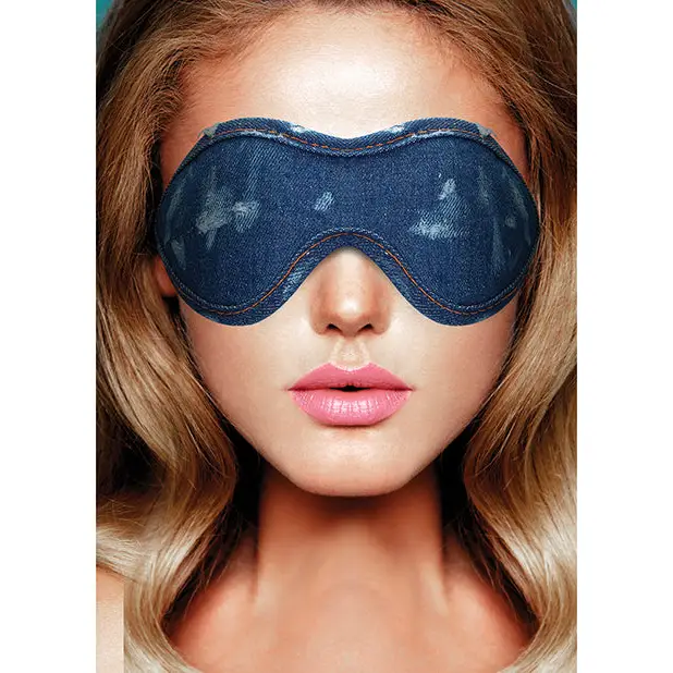Shots Denim Eye Mask - Blue - Bondage Blindfolds & Restraints