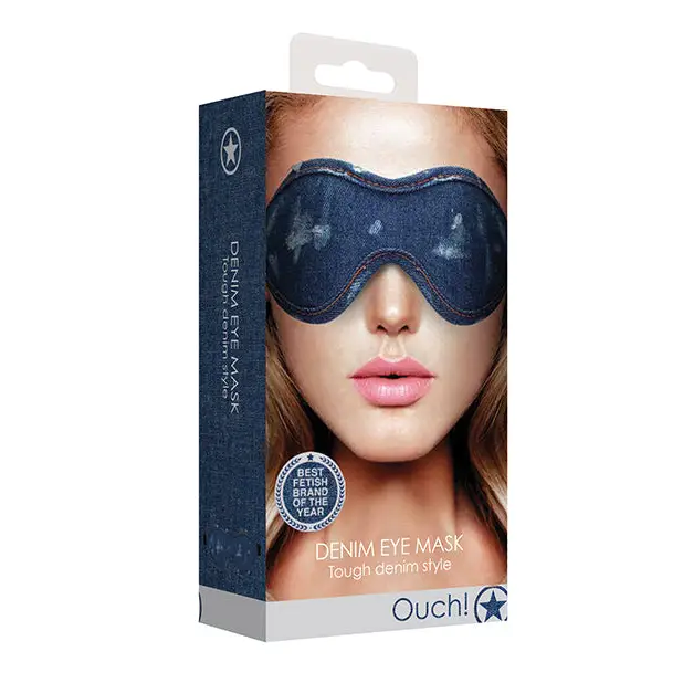 Shots Denim Eye Mask - Blue - Bondage Blindfolds & Restraints