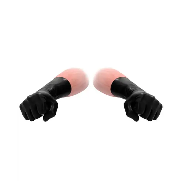Shots Fist It Latex Short Gloves - Black - Bondage Blindfolds & Restraints