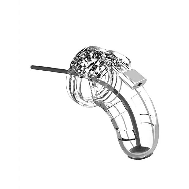 Shots Man Cage 3.5" w/Silicone Urethral Sounding, Clear