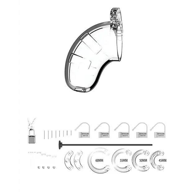 Shots Man Cage 3.5" w/Silicone Urethral Sounding, Clear