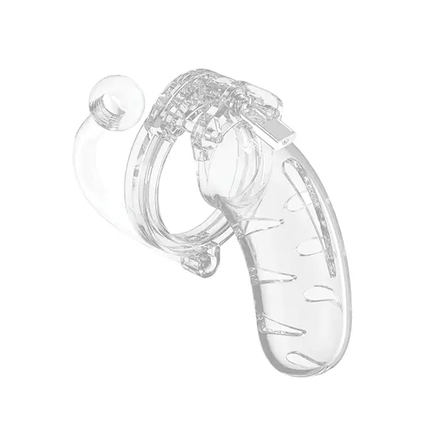 Shots Man Cage 4.5" Cock Cage w/Plug 11, Clear