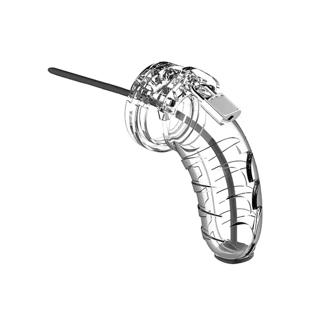 Shots Man Cage 4.5" w/Silicone Urethral Sounding, Clear