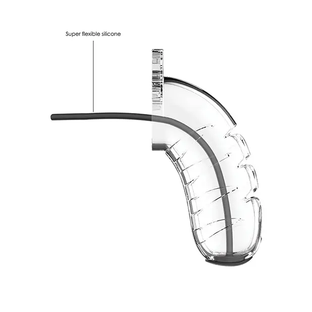 Shots Man Cage 4.5" w/Silicone Urethral Sounding, Clear