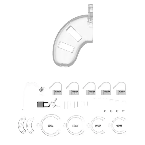 Shots Man Cage Chastity 3.5" Cock Cage w/Plug Model 10, Clear