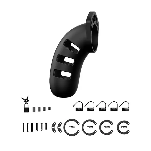Shots Man Cage Chastity 4.5" Cock Cage Model 21, Black