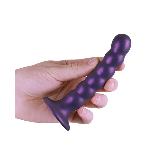Shots Ouch 5’’ Beaded G-Spot Dildo - Metallic Purple - Dongs & Dildos