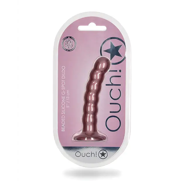 Shots Ouch 5’’ Beaded G-Spot Dildo - Rose Gold - Dongs & Dildos