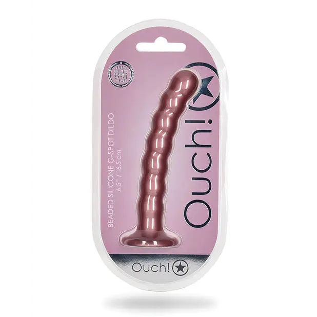 Shots Ouch 6.5’’ Beaded G-Spot Dildo - Rose Gold - Dongs & Dildos
