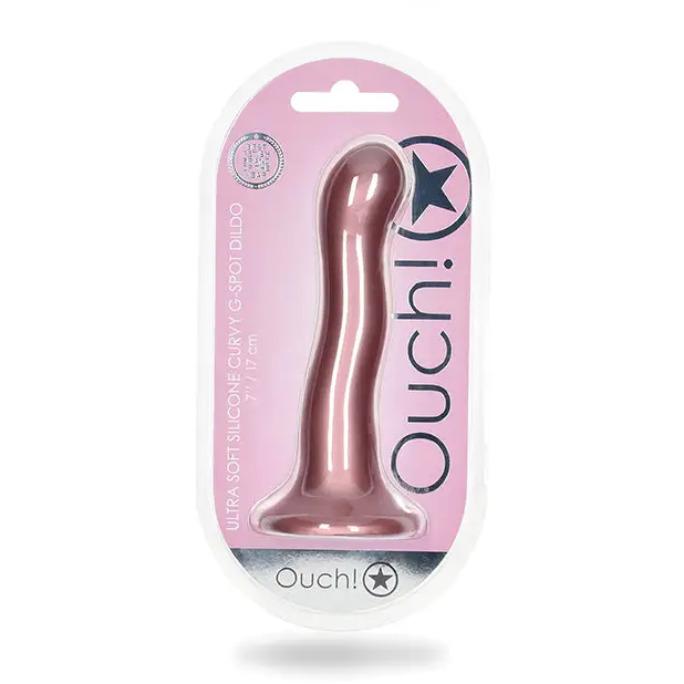 Shots Ouch 7’’ Curvy G-Spot Dildo - Rose Gold - Dongs & Dildos