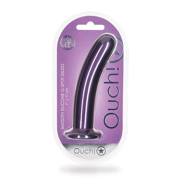 Shots Ouch 7’’ Smooth G-Spot Dildo - Metallic Purple - Dongs & Dildos