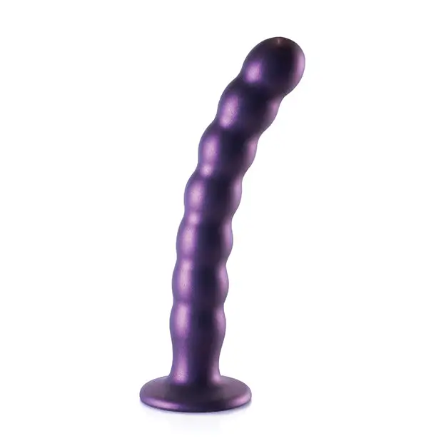 Shots Ouch 8’’ Beaded G-Spot Dildo - Metallic Purple - Dongs & Dildos