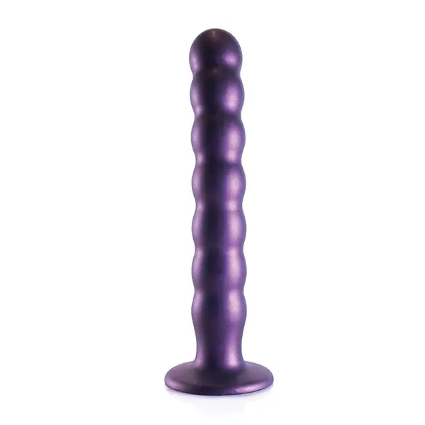 Shots Ouch 8’’ Beaded G-Spot Dildo - Metallic Purple - Dongs & Dildos