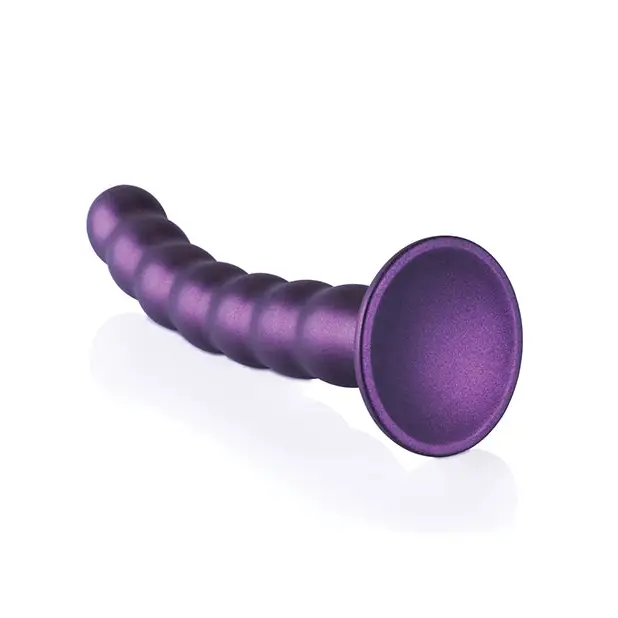Shots Ouch 8’’ Beaded G-Spot Dildo - Metallic Purple - Dongs & Dildos