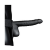 Shots Ouch 8" Ribbed Hollow Strap On w/Balls, Black