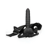 Shots Ouch 8" Ribbed Hollow Strap On w/Balls, Black
