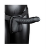 Shots Ouch 8" Ribbed Hollow Strap On w/Balls, Black
