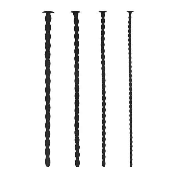 Shots Ouch Advanced Urethral Sounding Silicone Spiral Plug Set, Black