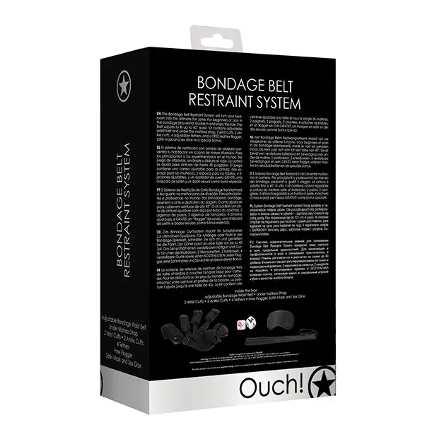 Shots Ouch Bondage Belt Restraint System, Black