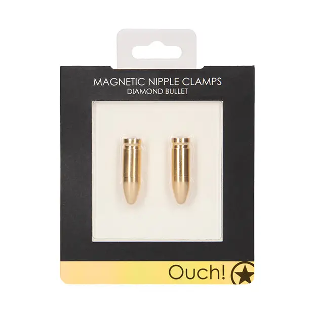 Shots Ouch Bullet Magnetic Nipple Clamps, Gold