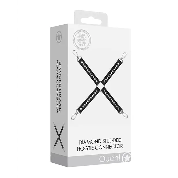 Shots Ouch Diamond Studded Hogtie, Black