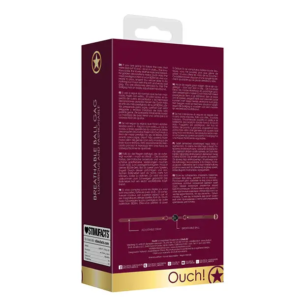 Shots Ouch Halo Breathable Ball Gag, Burgundy