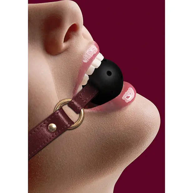 Shots Ouch Halo Breathable Ball Gag, Burgundy