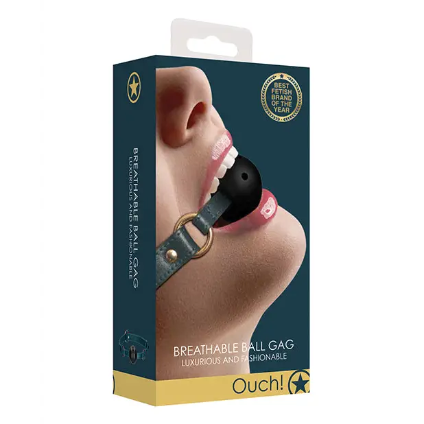 Shots Ouch Halo Breathable Ball Gag, Green