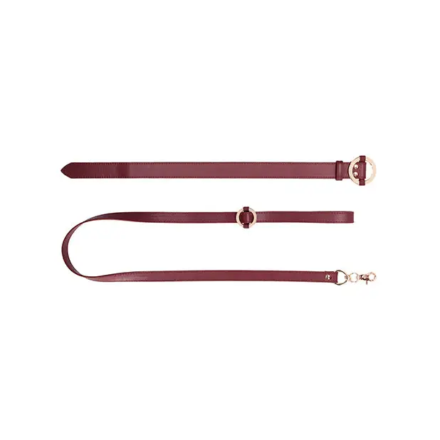 Shots Ouch Halo Collar w/Leash, Burgundy