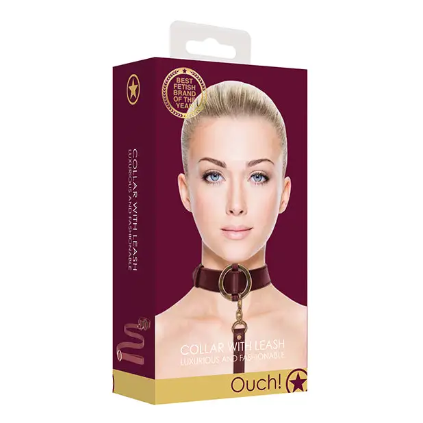Shots Ouch Halo Collar w/Leash, Burgundy