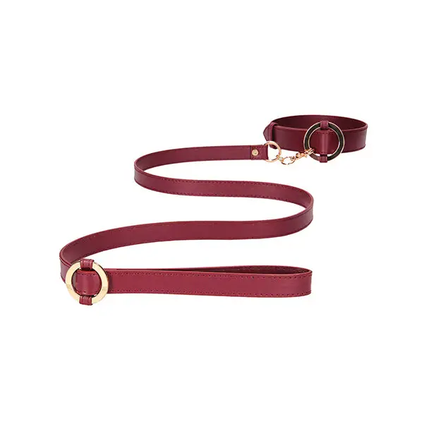 Shots Ouch Halo Collar w/Leash, Burgundy