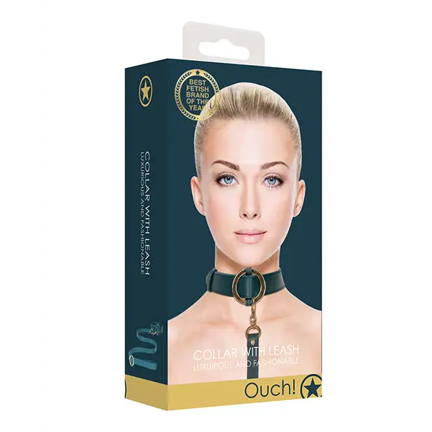 Shots Ouch Halo Collar w/Leash, Green